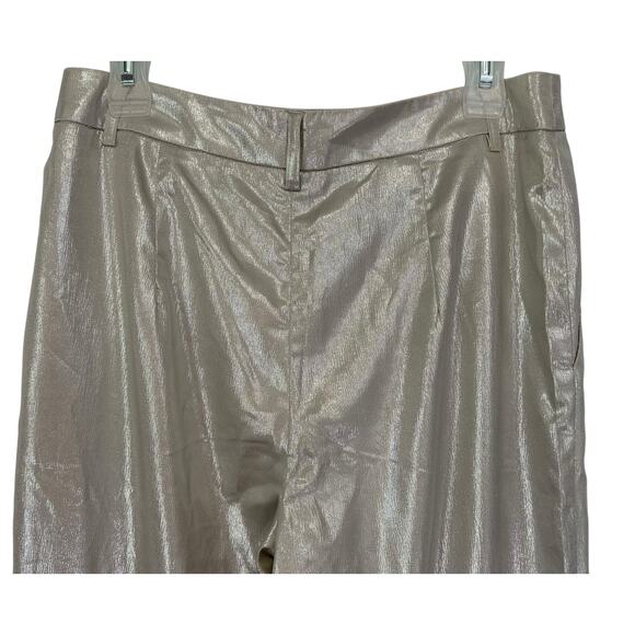 2/$30 ontwelfth Champagne Metallic Pants Pleated Straight Leg Shimmer Size M - Picture 8 of 11